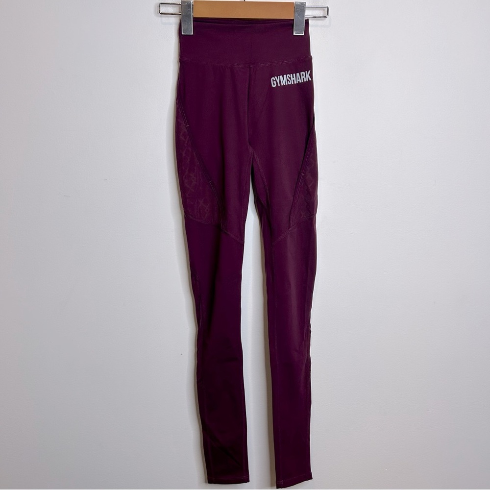 Gymshark Geo Mesh Leggings Burgundy - Picture 3 of 8